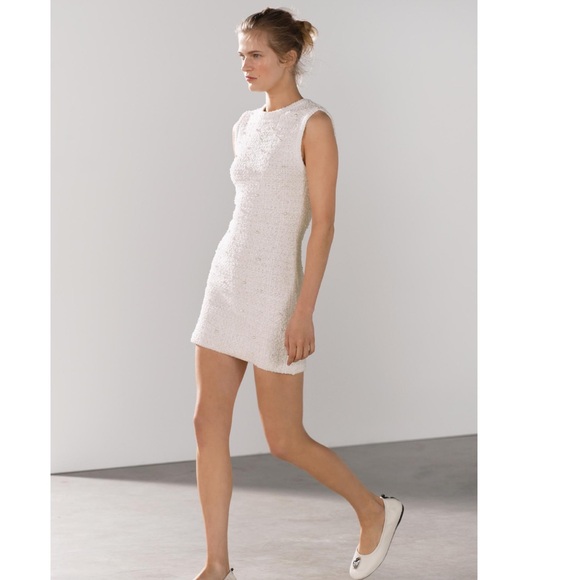 ZARA PEARL TRIM KNIT MINI DRESS - Picture 2 of 7
